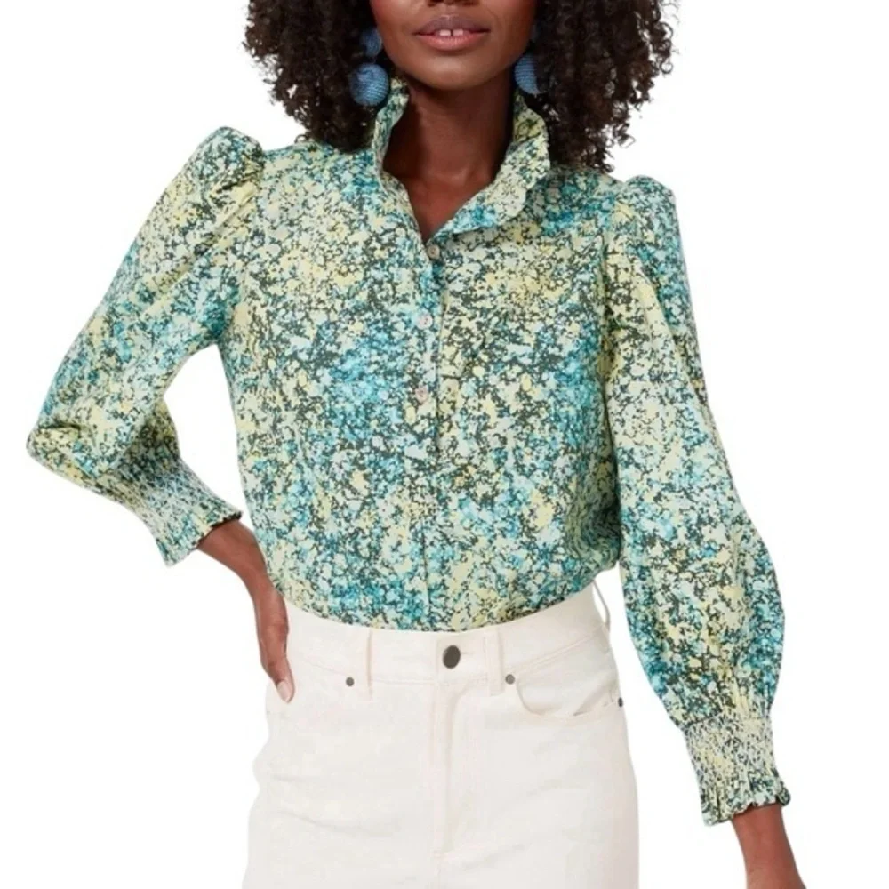 Tuckernuck Splatter Paint Teagan Popover Shirt Blouse